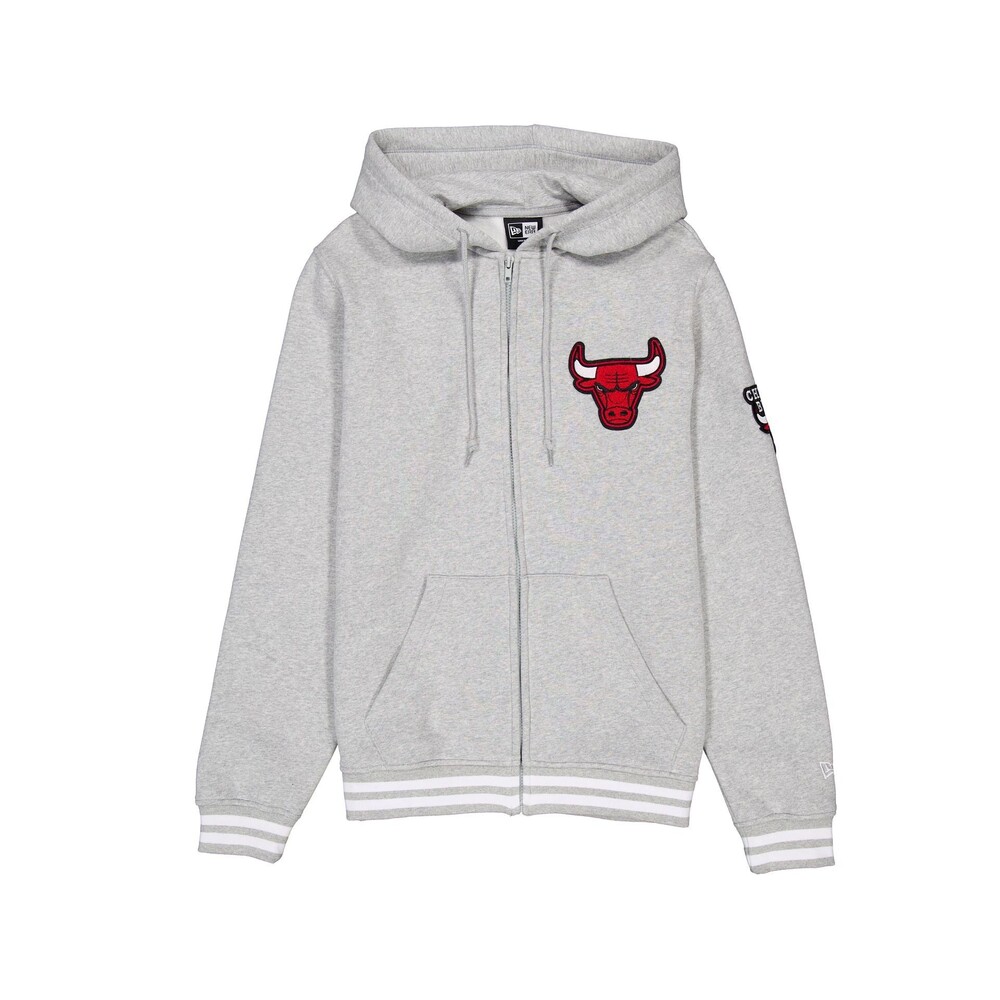 New Era Chicago Bulls Gray Logo Select Full-Zip Hoodie - Size L